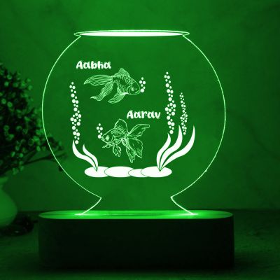 3D Illusion Night Lamp Personalized with Name | Fish Aquarium Showpiece for Home Decoration